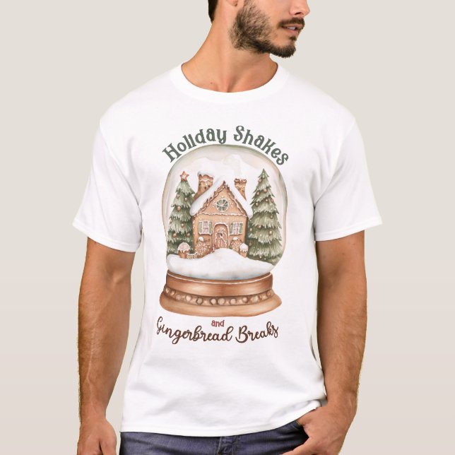 Camiseta Gingerbird House Natal Snow Globe (Frente)