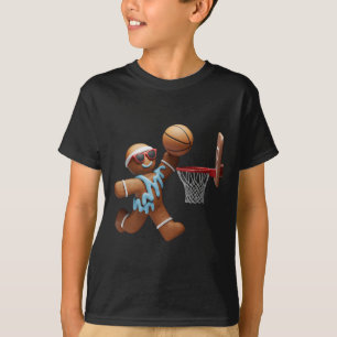 Camiseta Gingerbird Man Jogando Basquete Natal