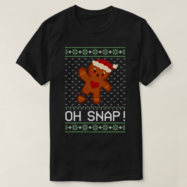 Camiseta Gingerbird Man Oh Snap Christmas (Frente do Design)