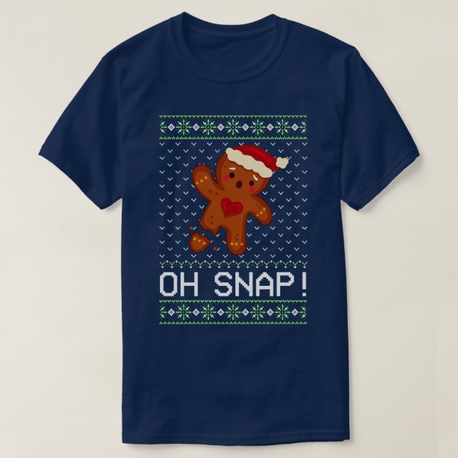 Camiseta Gingerbird Man Oh Snap Christmas (Frente do Design)
