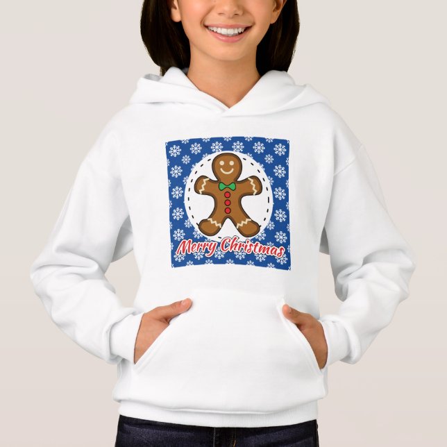 Camiseta Gingerbread - Blue Snowflakes Pattern - Merry Xmas (Frente)