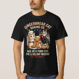 Camiseta Gingerbread Cat Baking Co Purrfeito Tempero Natal