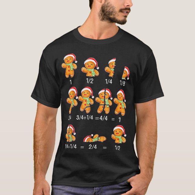 Camiseta Gingerbread Cookie Santa Hat Fraction Math Teacher (Frente)