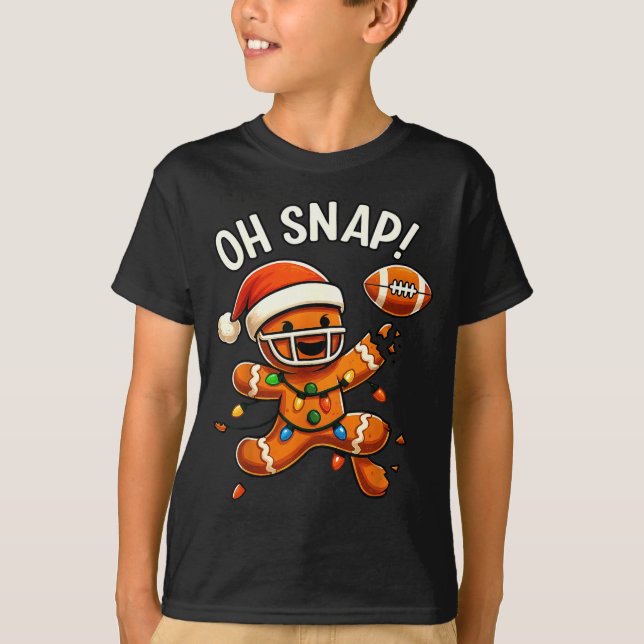 Camiseta Gingerbread Football Oh Snap Christmas Lights Desi (Frente)