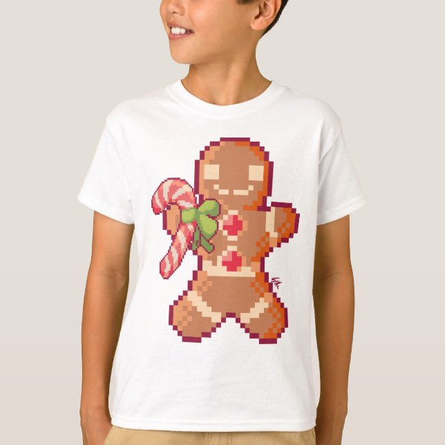 Camiseta GingerBread man, pixelart, Pixel Art  (Frente)