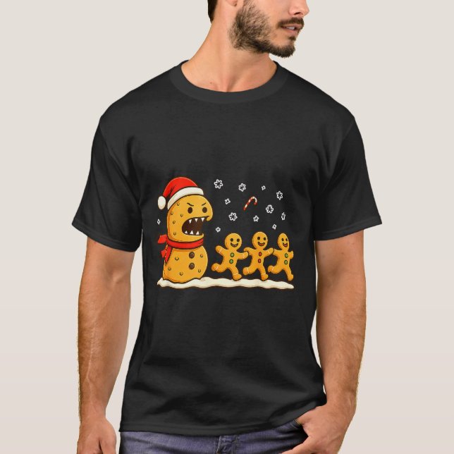 Camiseta Gingerbread Monster Chase Funny Christmas Cookie X (Frente)