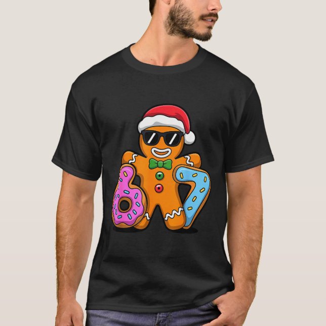 Camiseta Gingerbread Six Seven 67 Ice Cream Drip Christmas  (Frente)