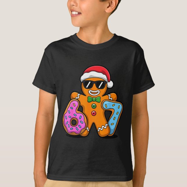 Camiseta Gingerbread Six Seven 67 Ice Cream Drip Christmas  (Frente)