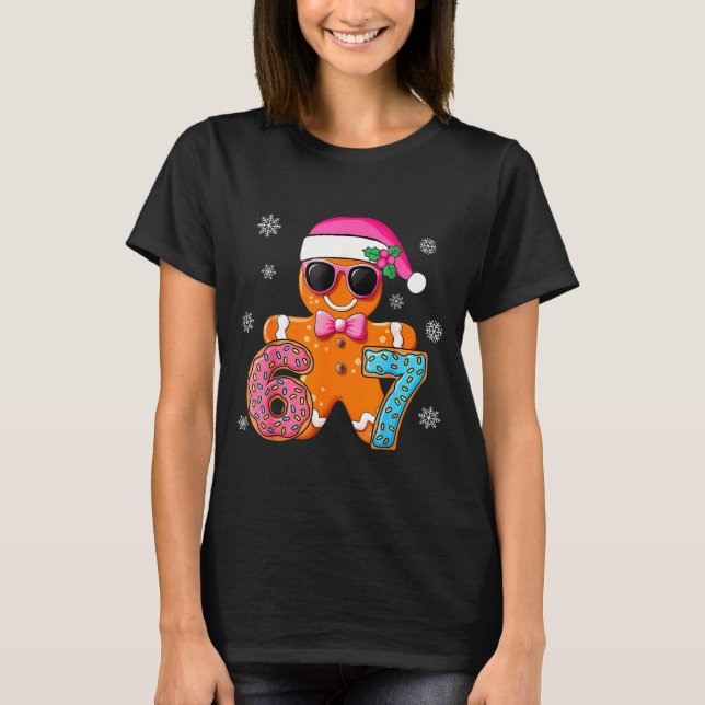 Camiseta Gingerbread Six Seven 67 Meme 6 7 Funny Christmas  (Frente)