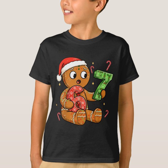 Camiseta Gingerbread Six Seven 67 Meme 6 7 Funny Christmas  (Frente)
