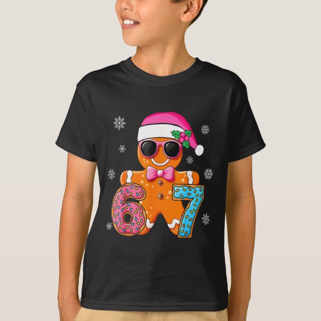 Camiseta Gingerbread Six Seven 67 Meme 6 7 Funny Christmas  (Frente)