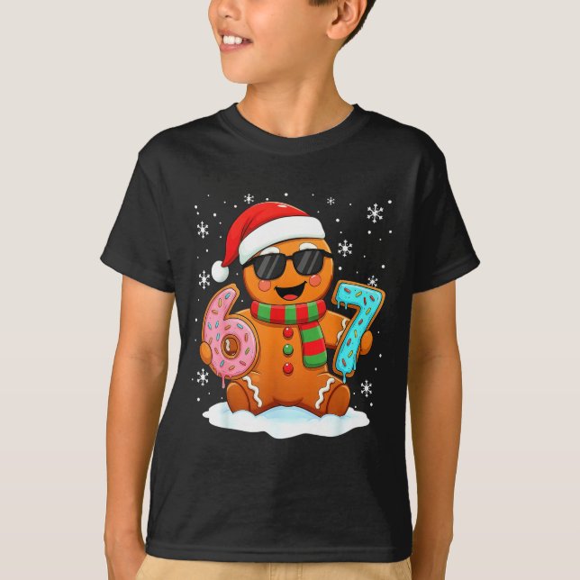 Camiseta Gingerbread Six Seven Bruh Funny Christmas Meme Si (Frente)
