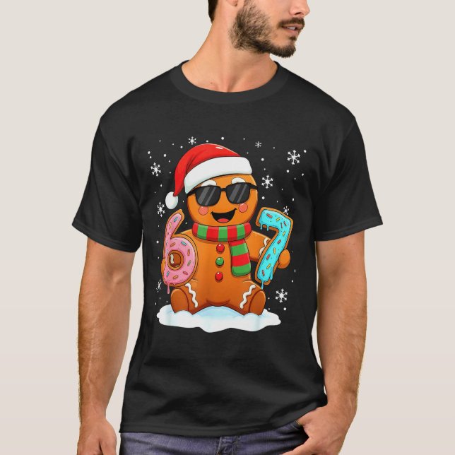 Camiseta Gingerbread Six Seven Bruh Funny Christmas Meme Si (Frente)