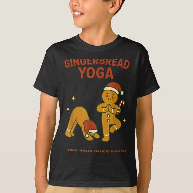 Camiseta Gingerbread Yoga – Fun Holiday “find Your Inner Do (Frente)