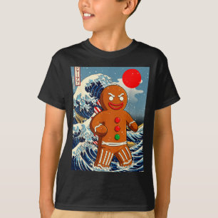 Camiseta Gingerbread-zilla Arte Japonês Antigo Engraçado Na