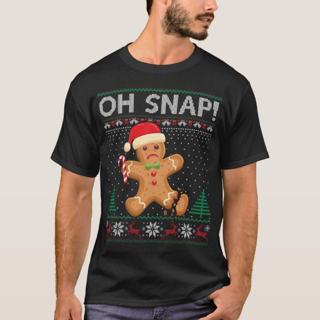 Camiseta Gingercake Man Cookie Ugly Sweater Oh Snap Cristo (Frente)