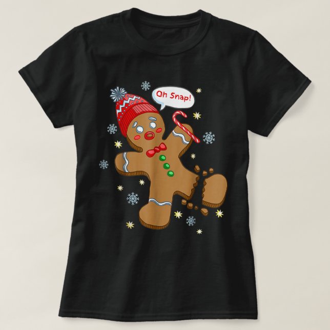 Camiseta Gingercake Man Cookie X Mas Oh Snap Engraçado Ch (Frente do Design)