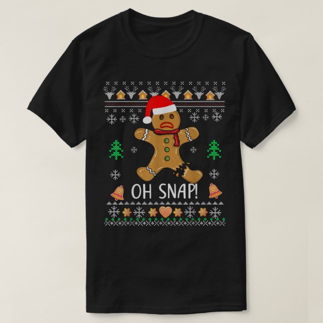 Camiseta Gingercake Man Cookie XMas Oh Snap Funny Chr (Frente do Design)