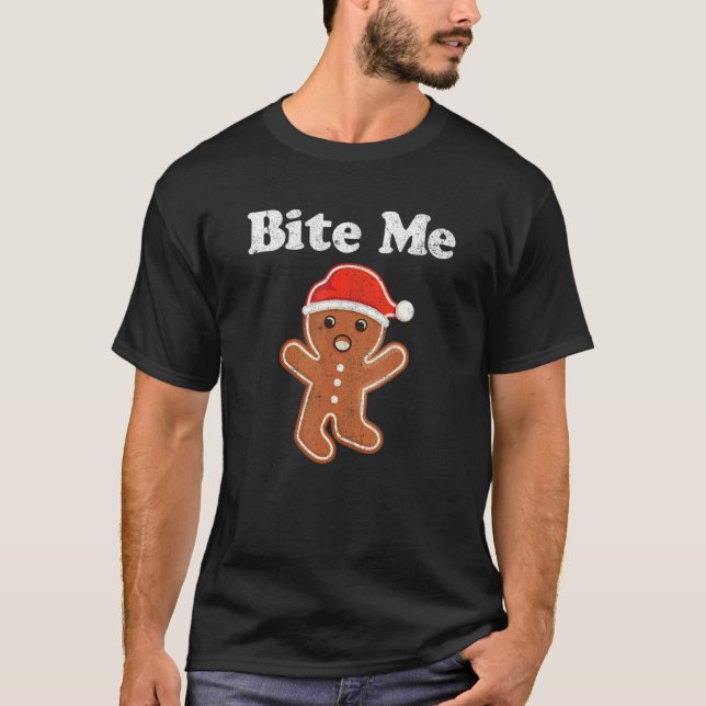 Camiseta Gingercake Man morde-me com roupas de cozinha de N (Frente)