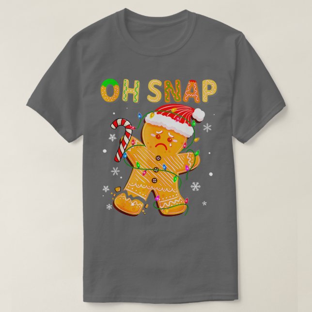 Camiseta Gingercake Man Oh Snap Christmas Cookume B (Frente do Design)