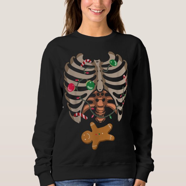 Camiseta Gingercake Man X Ray Skeleton Bones Natal Tiro (Frente)