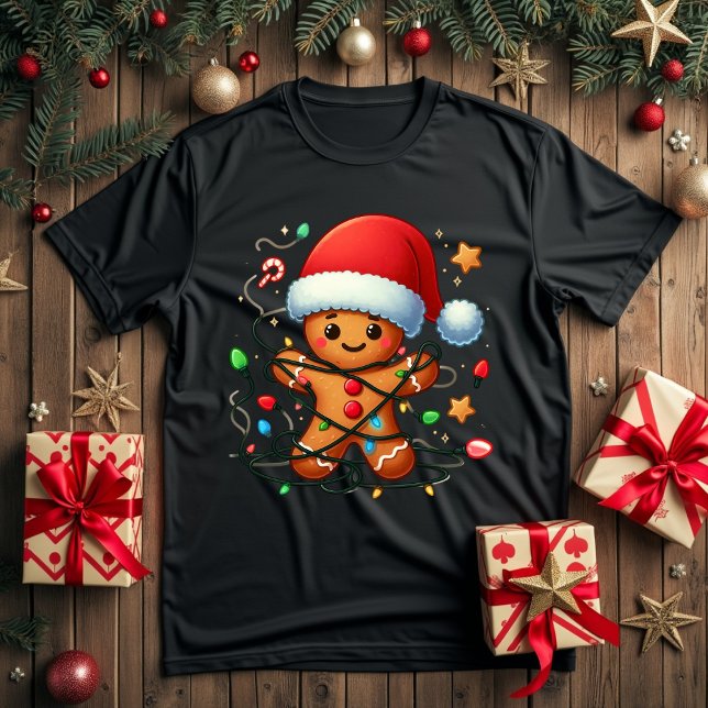 Camiseta gingerpão homem natal chapéu santa (Criador carregado)