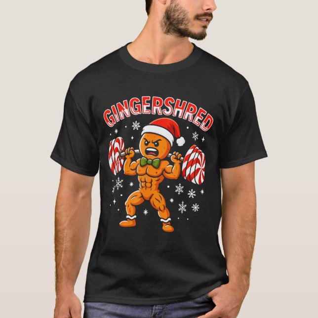 Camiseta Gingershred Funny Gingerbread Man Gym Bodybuilding (Frente)