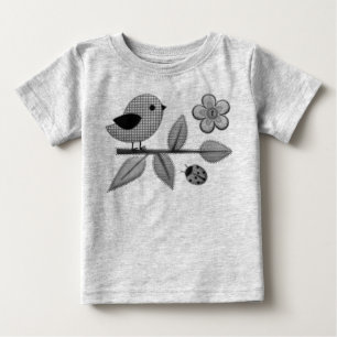 Camiseta Gingham Bird e Ladybug Garden Art