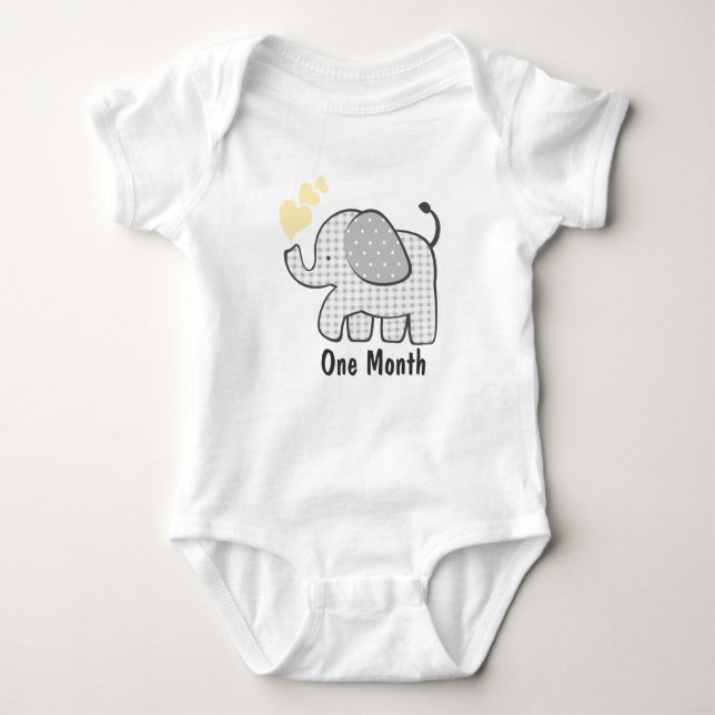 Camiseta Gingham Elephant First Month (Frente)