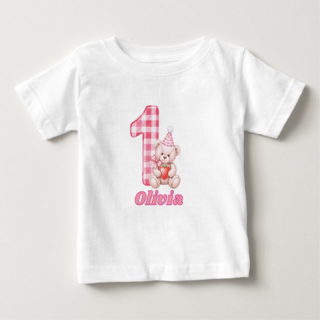 Camiseta Gingham Giggles & Ursinho Cuddles! (Frente)