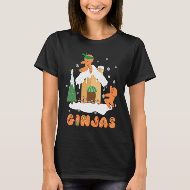 Camiseta Ginja Ninja Christmas  Ginjas Gingerbread Ninjas F (Frente)