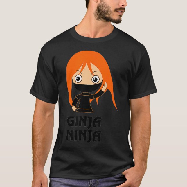 Camiseta Ginja Ninja Funny Redhead Ginger Red Hair Shirt  (Frente)
