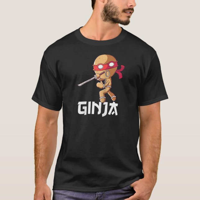 Camiseta Ginja Ninjabread Man Gingerpão Ninja Natal W (Frente)