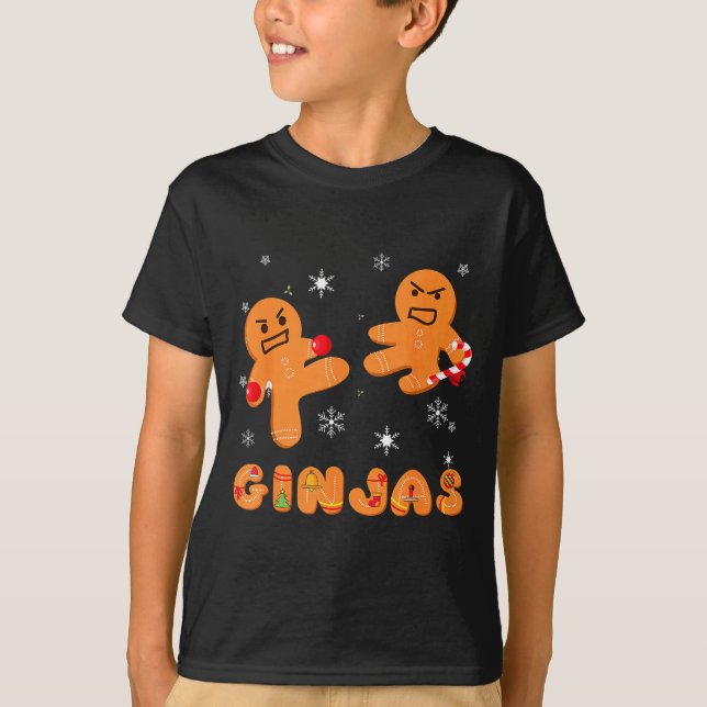 Camiseta Ginjas Gingerbread Ninjas Funny Ugly Christmas  (Frente)