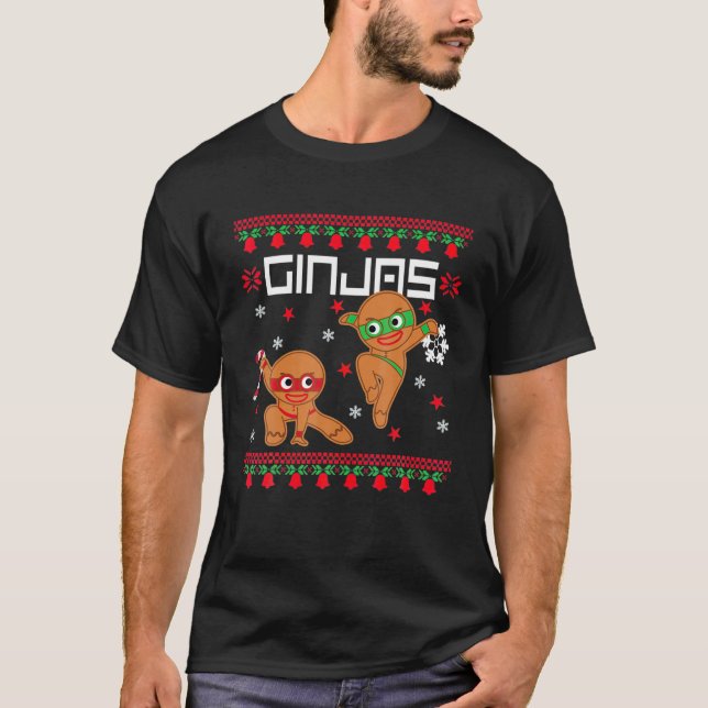 Camiseta Ginjas Gingerpão Ninjas Engraçado Natal Feio (Frente)