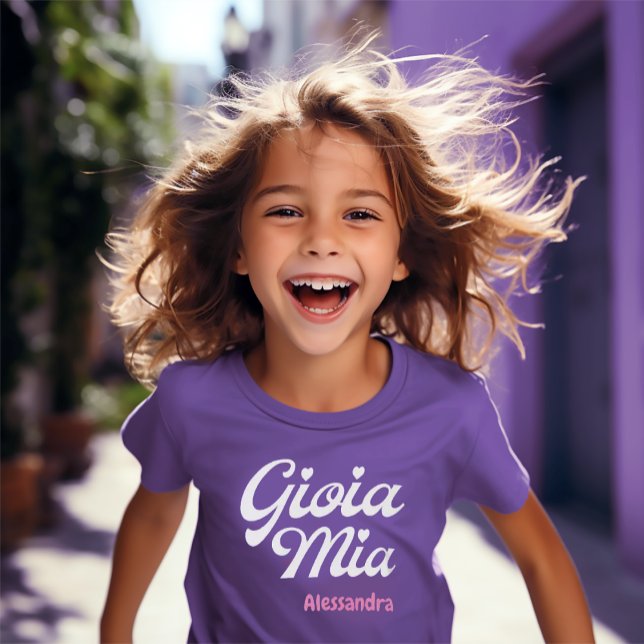 Camiseta Gioia Mia Italiana Minha Alegria Afeta O Termo Rox (Gioia Mia (Italian for "My Joy")
Kids Purple Tee)