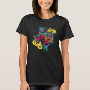 Camiseta Gir Mãe Vaqueira Serape Leopardo Girassóis Ocident