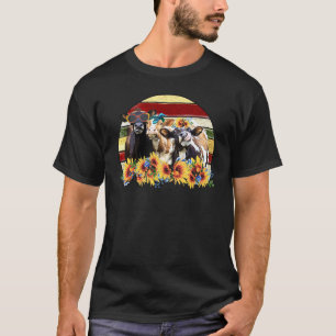 Camiseta Gir Vaca Girassol Vintage Retro Aquarela Longe