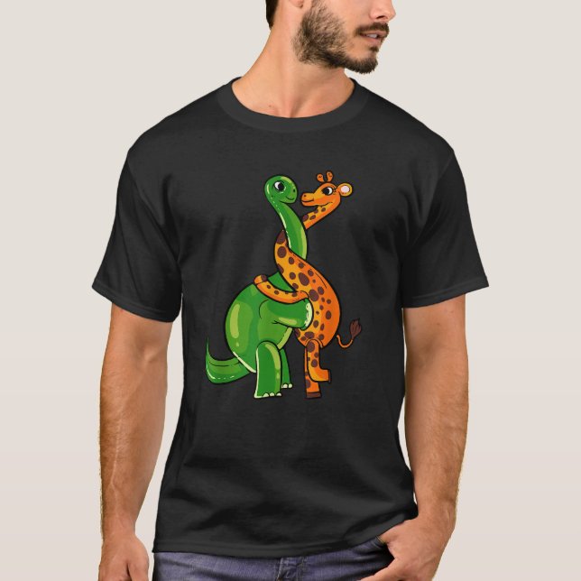 Camiseta Girafa Abraçando Dinossauro Presente Para Mulheres (Frente)
