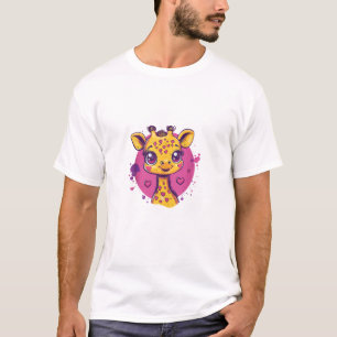 Camiseta Girafa Adorável Com Amor De Cartoon