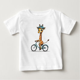 Camiseta Girafa Andando Bicicleta - Arte Lápis Desenhada à