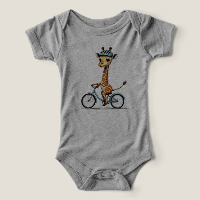Camiseta Girafa Andando Bicicleta - Arte Lápis Desenhada à  (Design frontal)