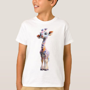 Camiseta Girafa Arco-íris Aquarela Psicodélica Crianças