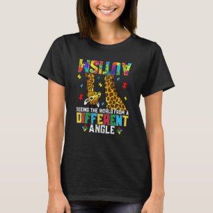 Camiseta Girafa Autismo Vendo o Mundo de um Ângulo Diferent