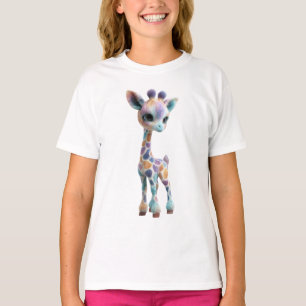 Camiseta Girafa Bebê Adorável com Manchas de Arco-Íris Past