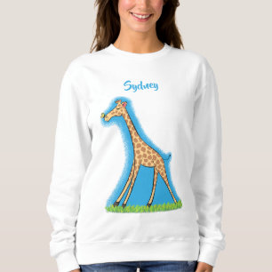Camiseta Girafa bonita e feliz com cartoon de borboleta