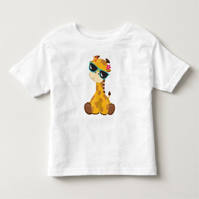 Camiseta Girafa Bonita, Girafa Com Óculos De Sol, Bela Anim (Frente)