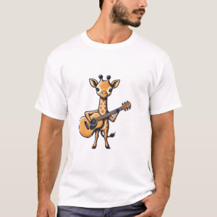 Camiseta Girafa Bonita Tocando Violão Girafas Músico Musi
