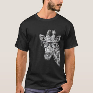 Camiseta Girafa Bonita Vestindo Óculos Esboço