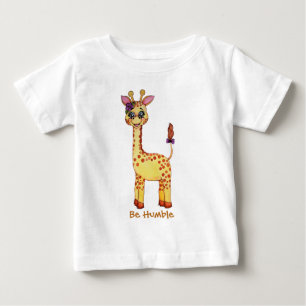 Camiseta Girafa bonito do bebê da aguarela